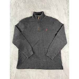 Polo Ralph Lauren Pullover 1/4 zip Mens Large Grey Long Sleeve Sweater